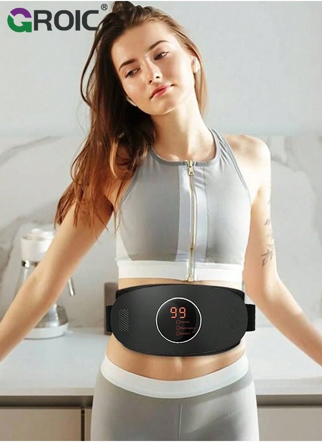 GROIC Slimming Belt, Abdominal Massager Portable Weight Loss Machine with 3 Vibration Massage Modes, Heating, Improve Blood Flow,Heating Pad for Back Pain(Black)  - Image 4