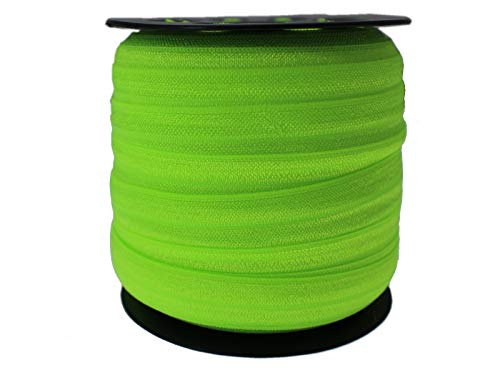 JESEP Neon Green Fold Over Elastic 5/8 inch 15mm Elastic Bands for Sewing 40 Yards Wide Elastic Headbands Stretchy Ribbon for Crafts-Elastic Straps Trim for Girls Hair Ties-Bow-DIY Projects-Clothes - Image 3