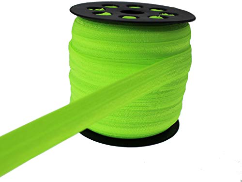 JESEP Neon Green Fold Over Elastic 5/8 inch 15mm Elastic Bands for Sewing 40 Yards Wide Elastic Headbands Stretchy Ribbon for Crafts-Elastic Straps Trim for Girls Hair Ties-Bow-DIY Projects-Clothes - Image 1