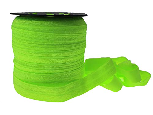 JESEP Neon Green Fold Over Elastic 5/8 inch 15mm Elastic Bands for Sewing 40 Yards Wide Elastic Headbands Stretchy Ribbon for Crafts-Elastic Straps Trim for Girls Hair Ties-Bow-DIY Projects-Clothes - Image 2