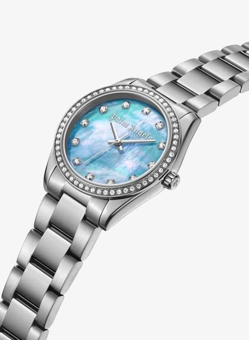 Palm Angels Lyra Light Blue Mother-of-pearl Dial Stainless Steel Bracelet Analog Watch for Women, 30mm
