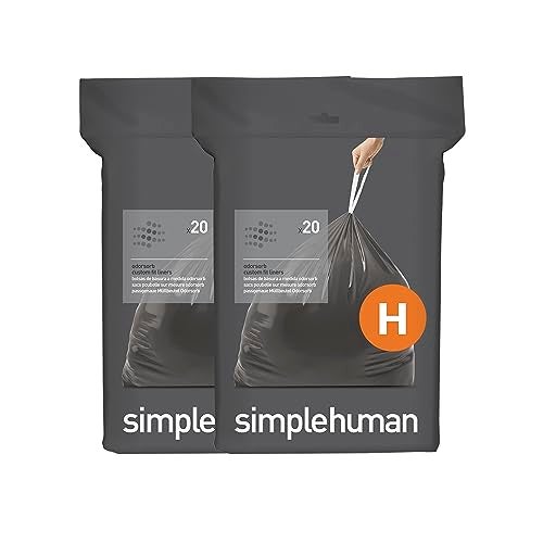 simplehuman Code H 40 Count, Genuine Odorsorb Custom Fit Liners, Drawstring Odor Absorbing Trash Bags in Dispenser Packs, 30-35 Liter / 8-9 Gallon - Image 1