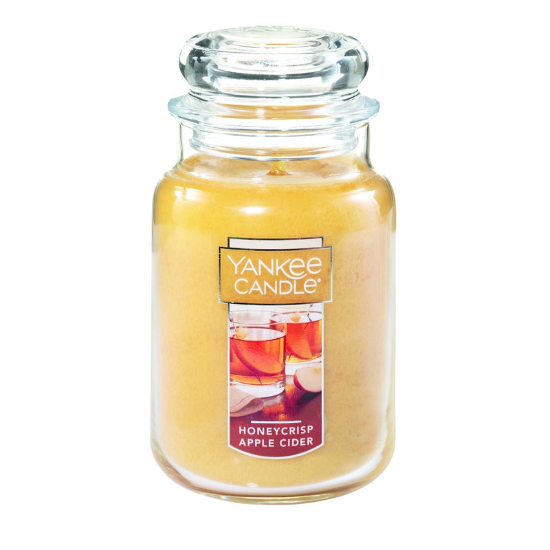 YANKEE CANDLE Yankee Candle Honeycrisp Apple Cider Scented Classic 22oz Large Jar Single Wick Aromatherapy Candle Over 110 Hours of Burn Time Apothecary Jar Fall Candle Autumn Candle Scented for Home