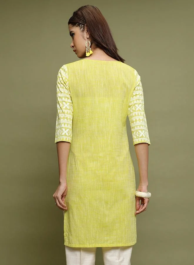 Vishudh Vishudh Geometric Print 3/4 Sleeves Cotton Tunic