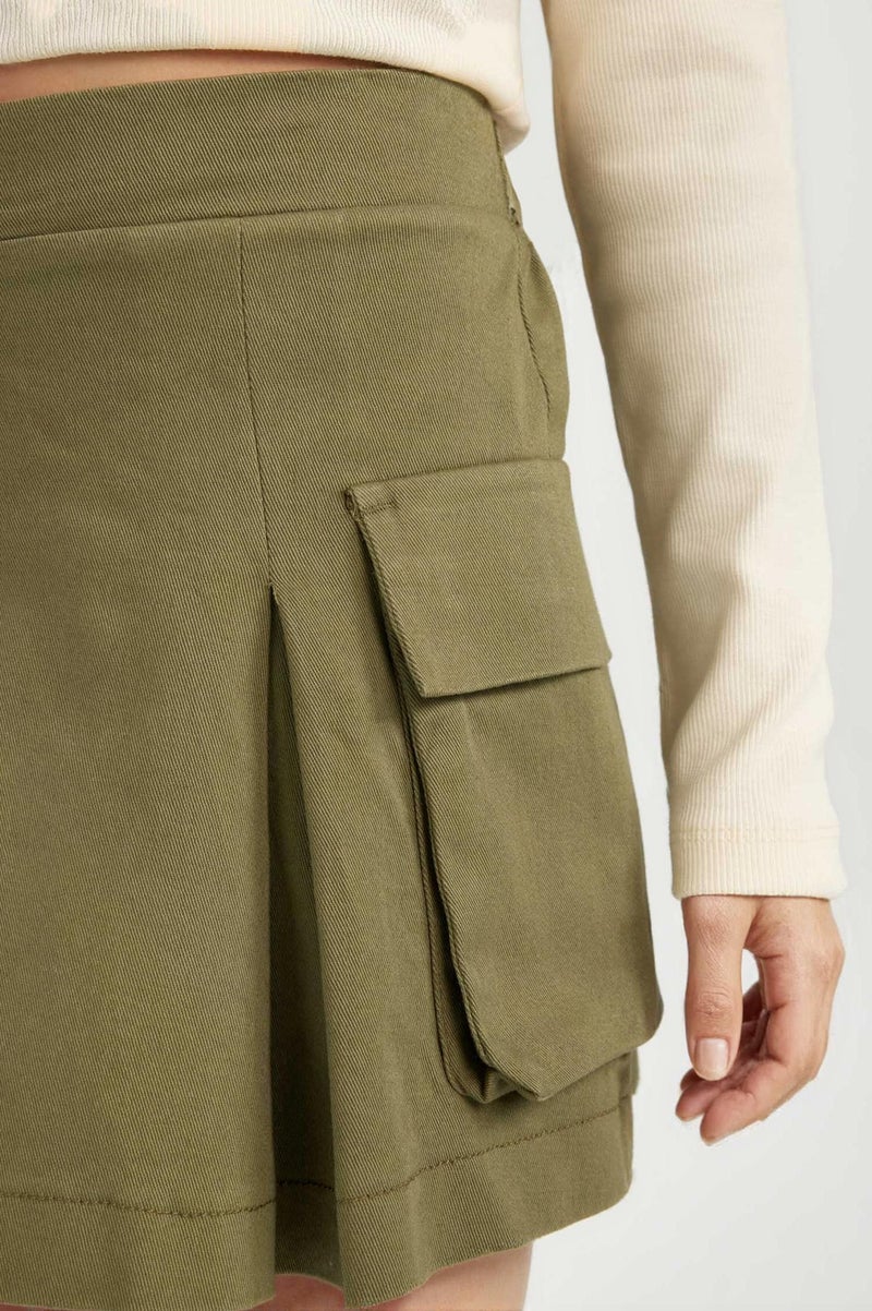 DeFacto Green Girl Girl Pleated Detailed Gabardine Skirt Casual - Image 5