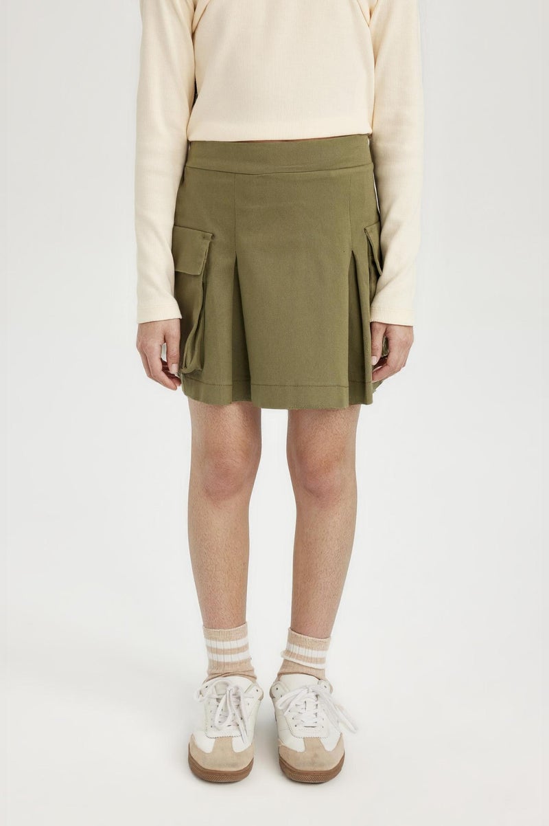 DeFacto Green Girl Girl Pleated Detailed Gabardine Skirt Casual - Image 4