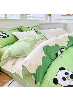 FAMYO Famyo 4pc Bedding Set King Size 250 TC Fitted Bedsheet Comforter Cover 2 Pillow Covers for Kids Duvet Bedding Set Green Panda Bamboo  - Image 5