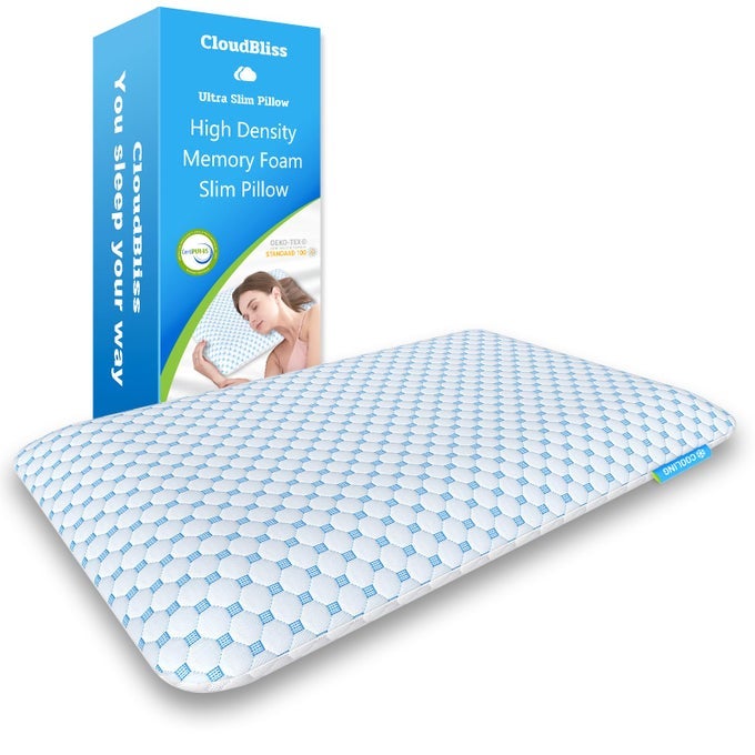 275 ULTRA THIN PILLOWS FOR SIDE BACK STOMACH SLEEPERS MEMORY FOAM FLAT PILLOW LOW PROFILE SLEEPER PILLOWS WITH DOUBLE SIDED COMFORTABLE BREATHABLE PILLOW COVER STANDARD