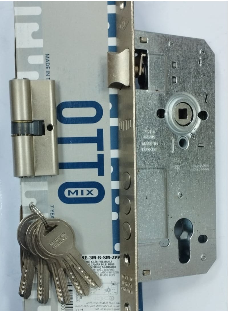 Generic Auto door lock for apartment with cylinder computer 5 key lock with silver apartment door handle  - Image 1