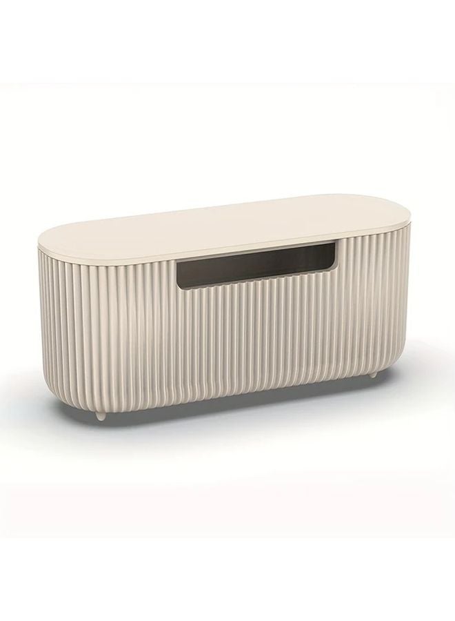 Beige Plastic Cable Holder Cord Organizer Box For Power Strips Chargers Home Office - Image 1