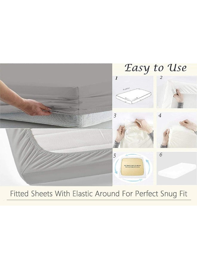 happy at home RV Short Queen Sheets Set 4 Piece Bed Sheets for RV Queen Size Bed 600 Thread Count Egyptian Cotton Sheets RV Short Queen Bedding Sheets 15 Inch Deep Pocket RV Camper Sheets, Silver  - Image 5