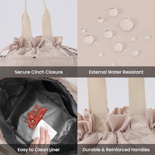 MEXS Lunch Bag for Women Reusable Drawstring Insulated Lunch Box Stain-Resistant Large Cinch Closure Lunch Bags for Work Office - Image 4