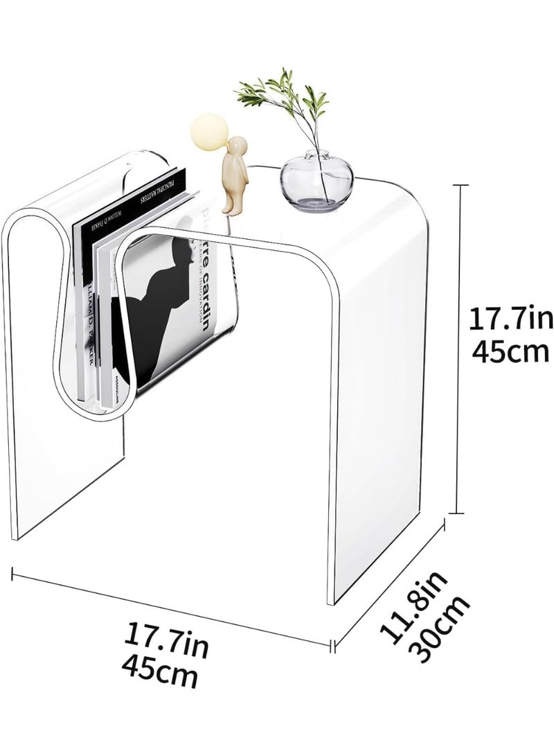 Slasa Acrylic Side Table – Clear Lucite Nightstand – Small Modern End Table for Bedroom & Living Room – Transparent Minimalist Design – Stylish Storage Solution – Durable Acrylic – 45 × 45 × 30 cm - Image 2