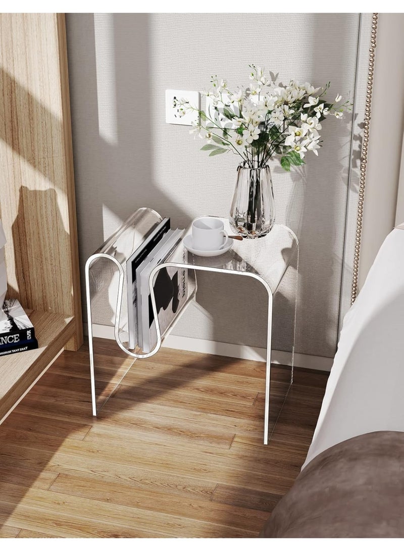 Slasa Acrylic Side Table – Clear Lucite Nightstand – Small Modern End Table for Bedroom & Living Room – Transparent Minimalist Design – Stylish Storage Solution – Durable Acrylic – 45 × 45 × 30 cm - Image 3
