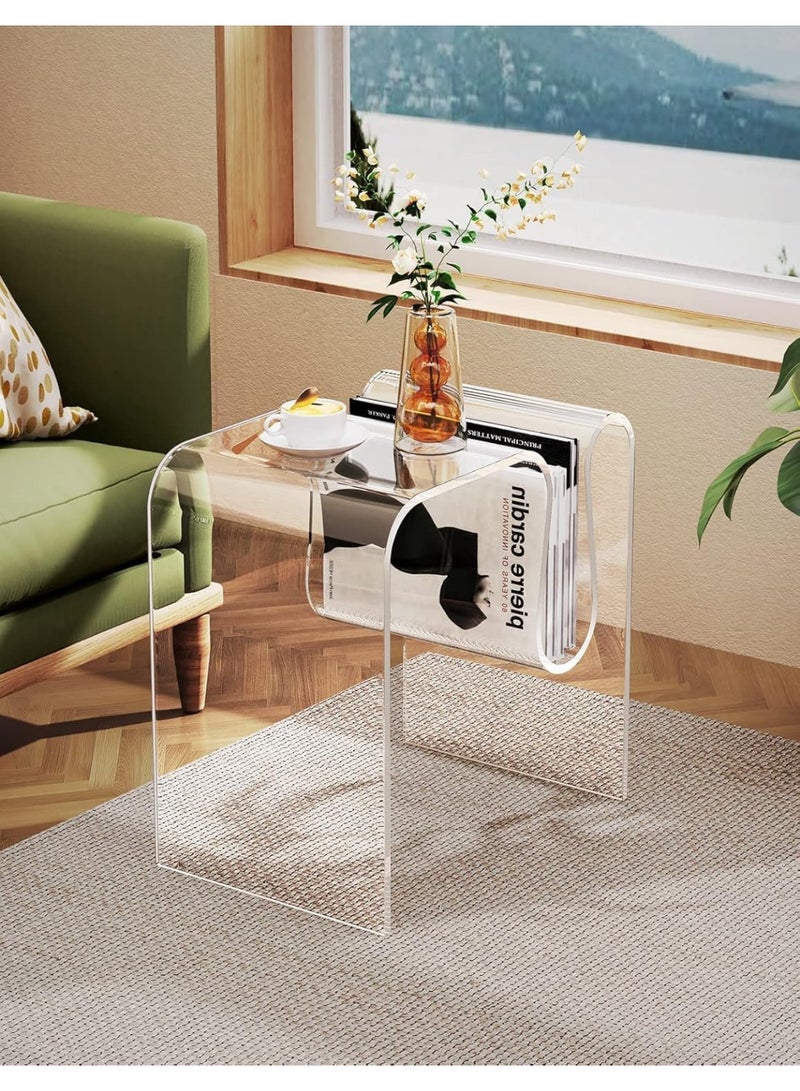 Slasa Acrylic Side Table – Clear Lucite Nightstand – Small Modern End Table for Bedroom & Living Room – Transparent Minimalist Design – Stylish Storage Solution – Durable Acrylic – 45 × 45 × 30 cm - Image 1