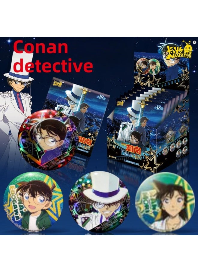 null - Card Travel Detective Conan's Million Dollar Five-pronged Star Badge Genuine Blind Box Surrounding Millet Badge-Color:Conan $ 0k Magnets [6 Packs In The Whole Box] - Image 1