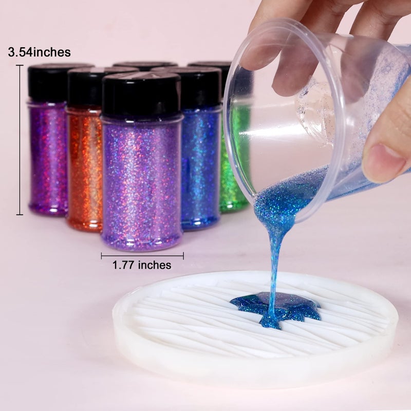 Renfio Holographic Ultra Fine Glitter Powder Metallic Resin Glitter 2.11 Oz (60g) PET Flakes Crafts Sequins 1/128" 0.008" 0.2mm Epoxy Chips Flakes for Tumblers Slime - Diamond Laser Gold - Image 4