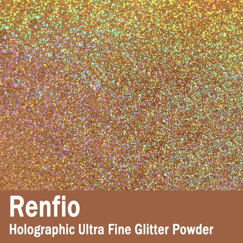Renfio Holographic Ultra Fine Glitter Powder Metallic Resin Glitter 2.11 Oz (60g) PET Flakes Crafts Sequins 1/128" 0.008" 0.2mm Epoxy Chips Flakes for Tumblers Slime - Diamond Laser Gold - Image 2