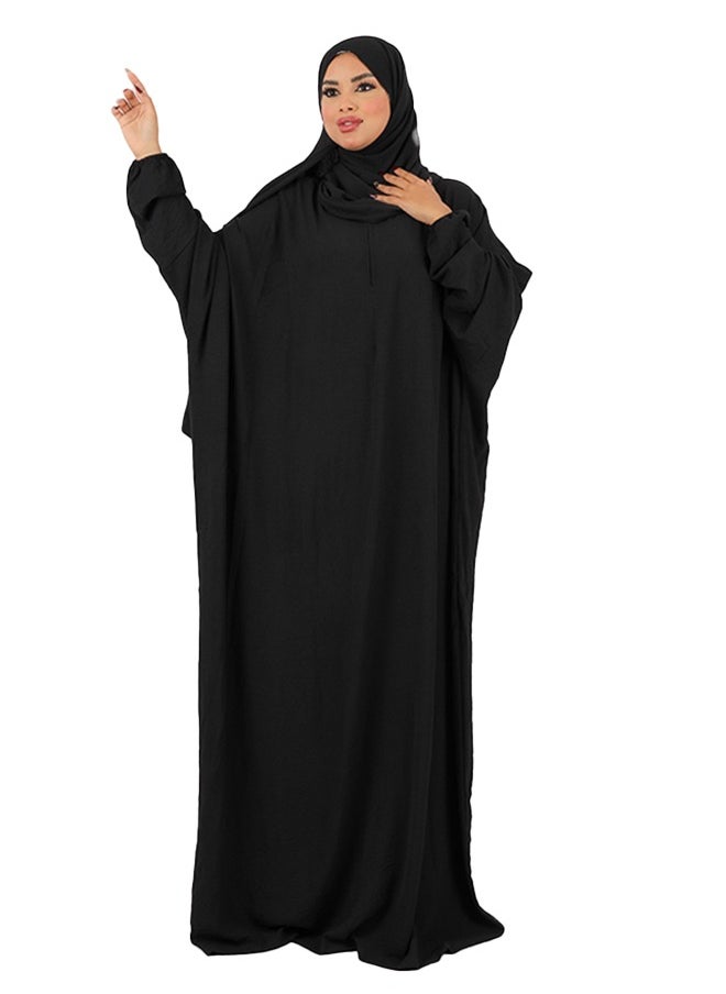 زمرد ثوب صلاة كريب سعودي عملي مع غطاء الرأس -ساده من زمرد فاشون  - Image 1
