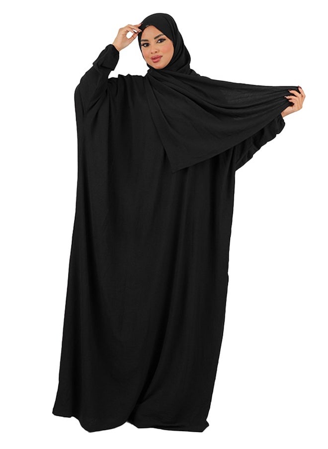 زمرد ثوب صلاة كريب سعودي عملي مع غطاء الرأس -ساده من زمرد فاشون  - Image 2