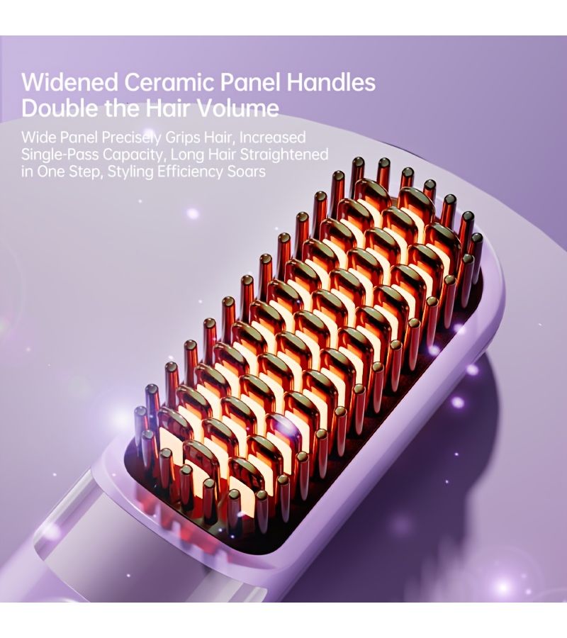Pure White Wireless Straightening and Curling Brush With LED Display USB Rechargeable Auto Shutoff for All Hair Types - Image 3