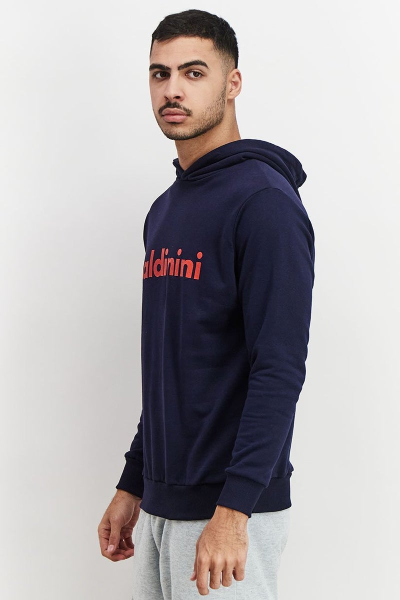 Baldinini Men Hooded Brand Logo Print Long Sleeves Sweatshirt, Blue and Red - Image 2