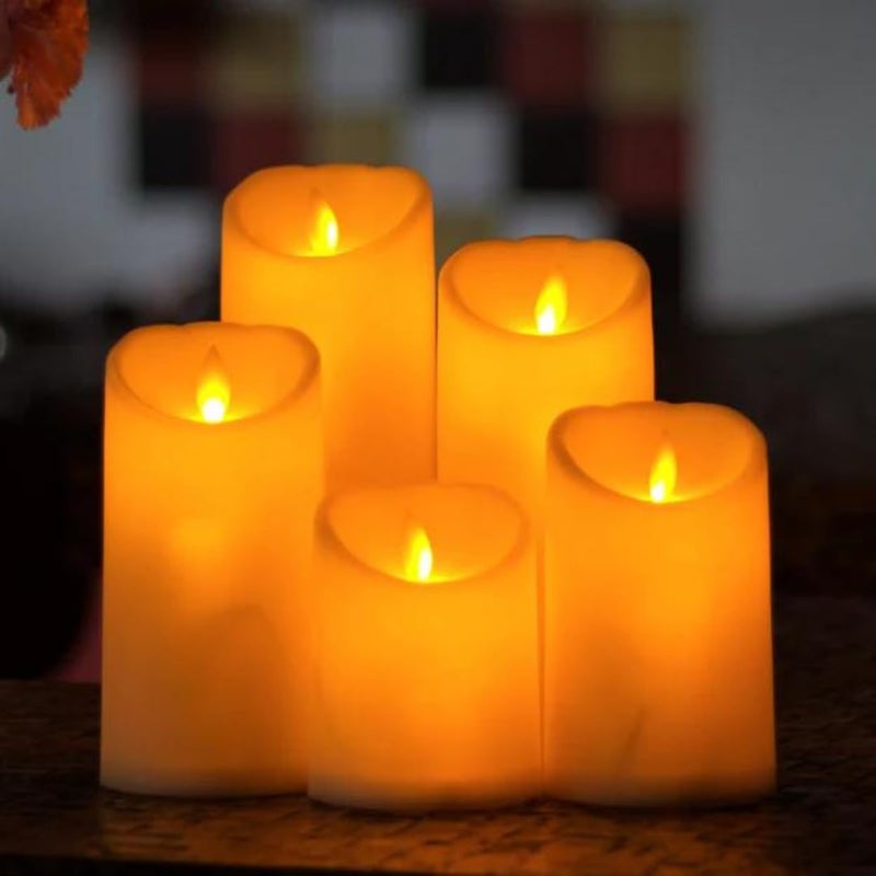 CHRONOS LED Moving Flame Pillar Candle - Smooth Ivory Battery Operated, Flameless, Smokeless, Realistic Flickering, Warm White Light for Home Decor, Diwali, and Christmas (6 Inch) - Image 3