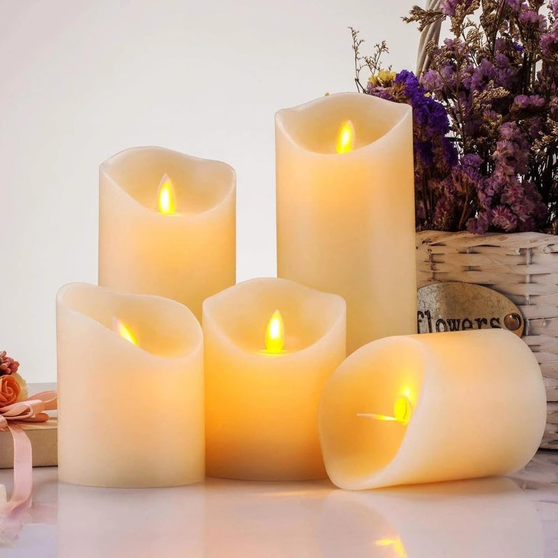 CHRONOS LED Moving Flame Pillar Candle - Smooth Ivory Battery Operated, Flameless, Smokeless, Realistic Flickering, Warm White Light for Home Decor, Diwali, and Christmas (6 Inch) - Image 4