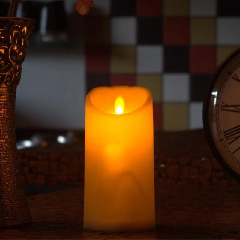 CHRONOS LED Moving Flame Pillar Candle - Smooth Ivory Battery Operated, Flameless, Smokeless, Realistic Flickering, Warm White Light for Home Decor, Diwali, and Christmas (6 Inch) - Image 1