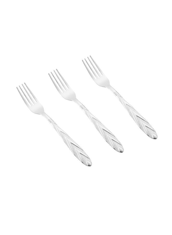 هيك طقم شوك أكل من الستانلس ستيل المقاوم للصدأ مكون من 12 قطعة فضي - Image 2