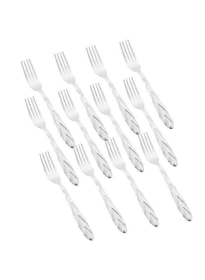 هيك طقم شوك أكل من الستانلس ستيل المقاوم للصدأ مكون من 12 قطعة فضي - Image 1