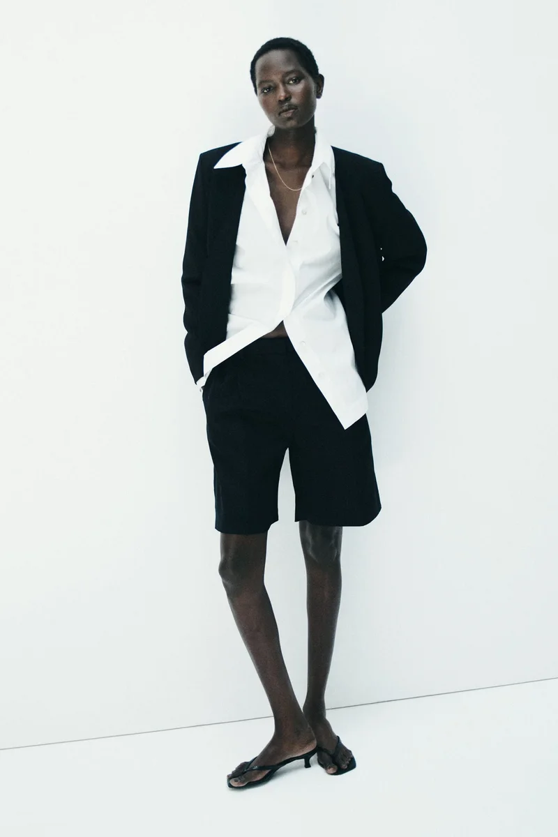 Linen-blend tailored shorts