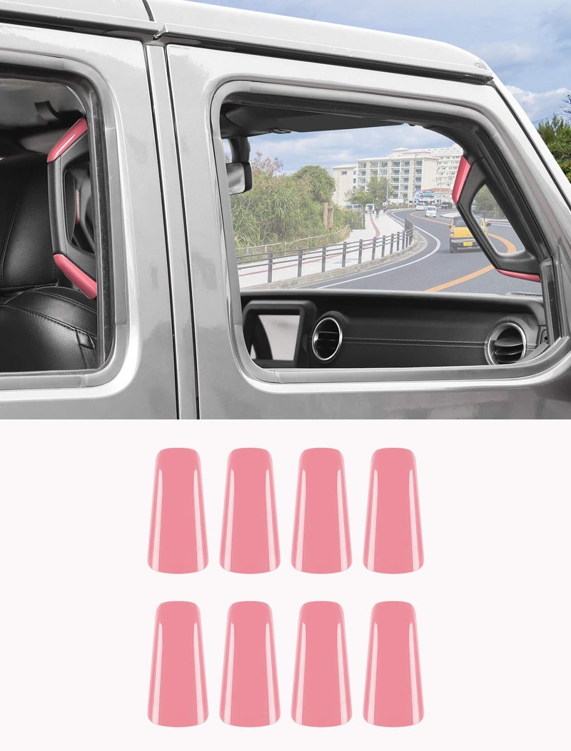 Savadicar Pink Interior Accessories A B Pillar Grab Bar Handles Trim Set for 20182023 Jeep Wrangler JL JLU 4XE Gladiator JT Solid Color Interior Decor Upgrade Option 8Piece - Image 2