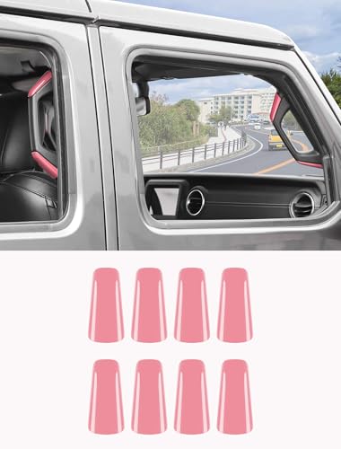 Savadicar Pink Interior Accessories A B Pillar Grab Bar Handles Trim Set for 20182023 Jeep Wrangler JL JLU 4XE Gladiator JT Solid Color Interior Decor Upgrade Option 8Piece - Image 1