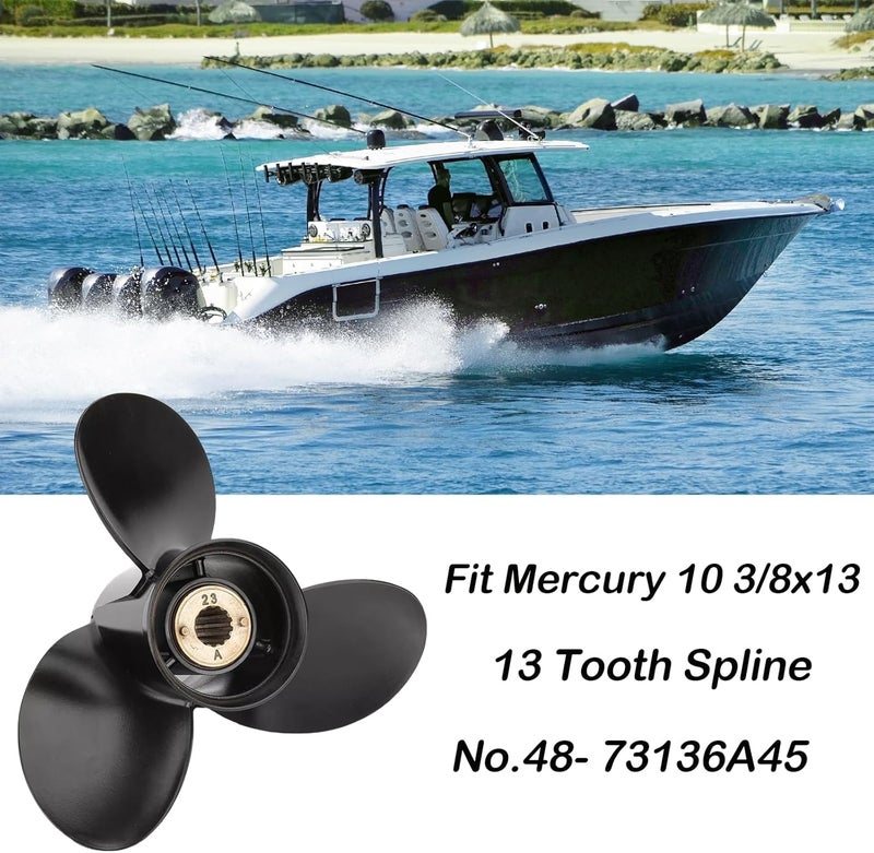 VQPROPs Your Props Marine OEM Upgrade 13 Spline Tooth Prop Aluminum Outboard Boat Propeller Compatible Fit Mercury Engines with 3-1/4" Gearcase 2&4 Stroke 30/35/40/45/50/55/60/70HP,RH - Image 3