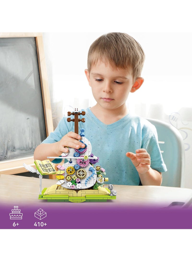 SYOSI Building Blocks Toys, Flower Violin Magical Book Building Set with Dancing Bow, Colorful Flower Decor, Gift for 6-12 Year Old Girls, Boys, or Kids Aged 6+, Nice Home Decor Kit  - Image 3