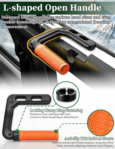 JROAD Bronco Aluminum Grab Handles Roll Bar Non-Slip Grip HandlesCompatible with Ford Bronco 2021-2025 Front or Rear Seat 4 Door Soft/Hard Top,Bronco Raptor Interior Accessories （2PCS/Orange） - Image 2