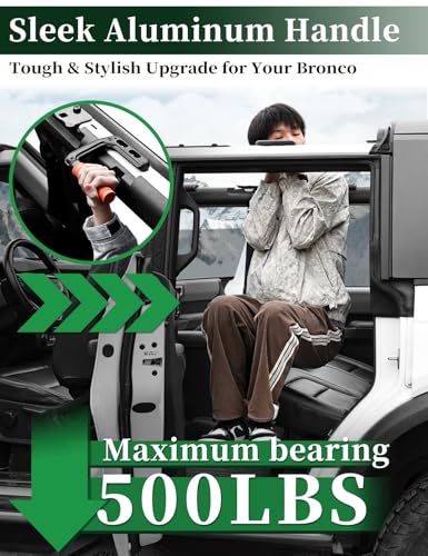 JROAD Bronco Aluminum Grab Handles Roll Bar Non-Slip Grip HandlesCompatible with Ford Bronco 2021-2025 Front or Rear Seat 4 Door Soft/Hard Top,Bronco Raptor Interior Accessories （2PCS/Orange） - Image 3