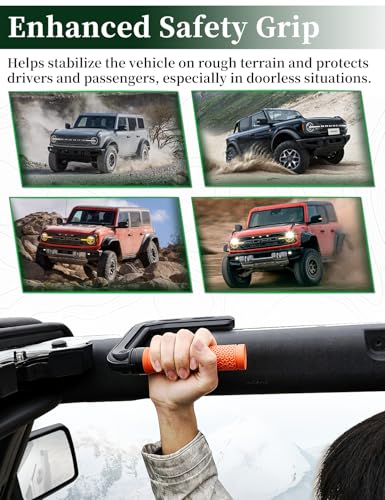 JROAD Bronco Aluminum Grab Handles Roll Bar Non-Slip Grip HandlesCompatible with Ford Bronco 2021-2025 Front or Rear Seat 4 Door Soft/Hard Top,Bronco Raptor Interior Accessories （2PCS/Orange） - Image 5