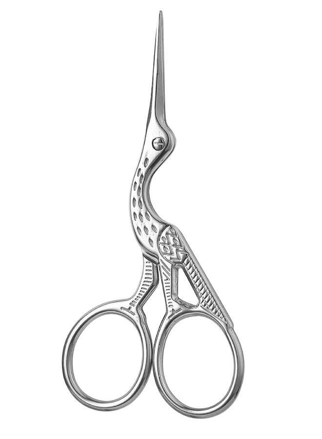 مقص صغير بتصميم طرف دائري لتشذيب شعر الأنف، مقص آمن وسهل العناية بشعر الأنف والحاجب والأذن واللحية والشارب (فضي) - Image 1