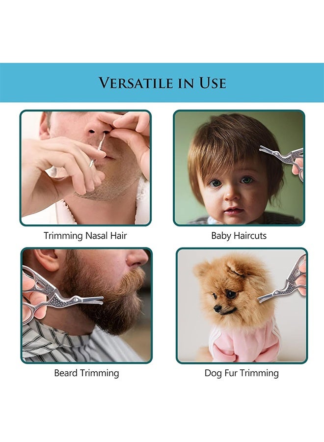 مقص صغير بتصميم طرف دائري لتشذيب شعر الأنف، مقص آمن وسهل العناية بشعر الأنف والحاجب والأذن واللحية والشارب (فضي) - Image 3