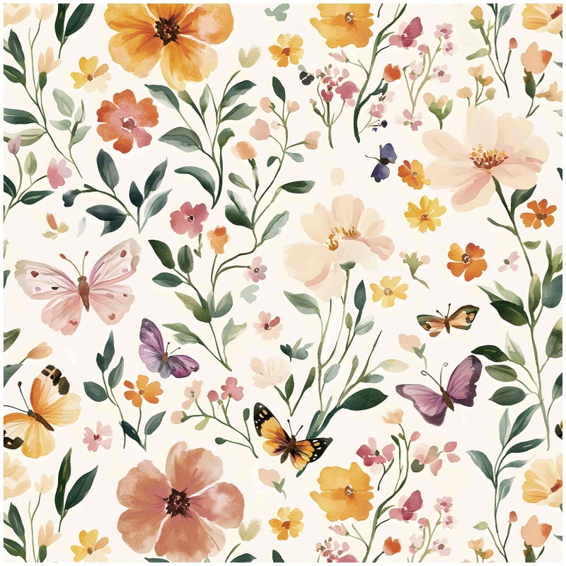 Theper Floral Peel and Stick Wallpaper Boho Floral Contact Paper 17.3"Ã—78.8" Vintage Wallpaper Peel and Stick Wildflower Removable Self Adhesive Wall Paper for Bedroom Cabinets Home Decorative Vinyl - Image 1