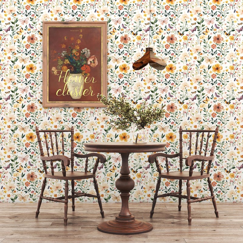 Theper Floral Peel and Stick Wallpaper Boho Floral Contact Paper 17.3"Ã—78.8" Vintage Wallpaper Peel and Stick Wildflower Removable Self Adhesive Wall Paper for Bedroom Cabinets Home Decorative Vinyl - Image 5