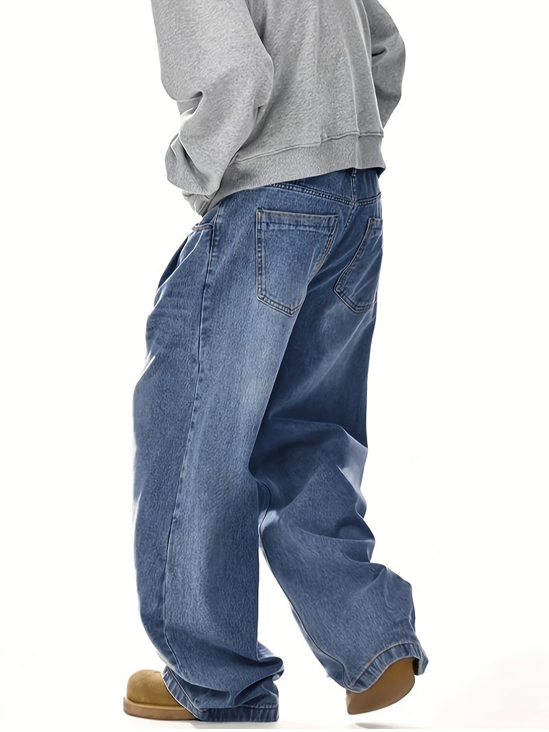 Men's Loose Wide-Leg Boyfriend Jeans Unisex Y2K Denim Pants - Image 3