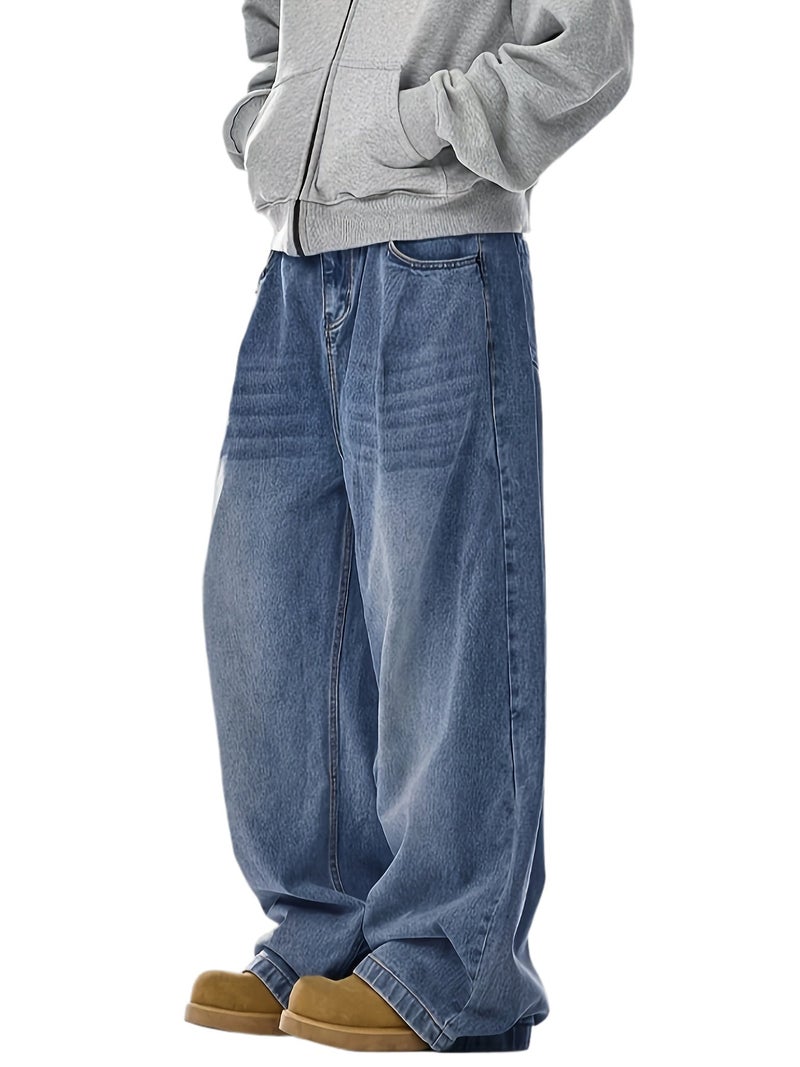 Men's Loose Wide-Leg Boyfriend Jeans Unisex Y2K Denim Pants - Image 1