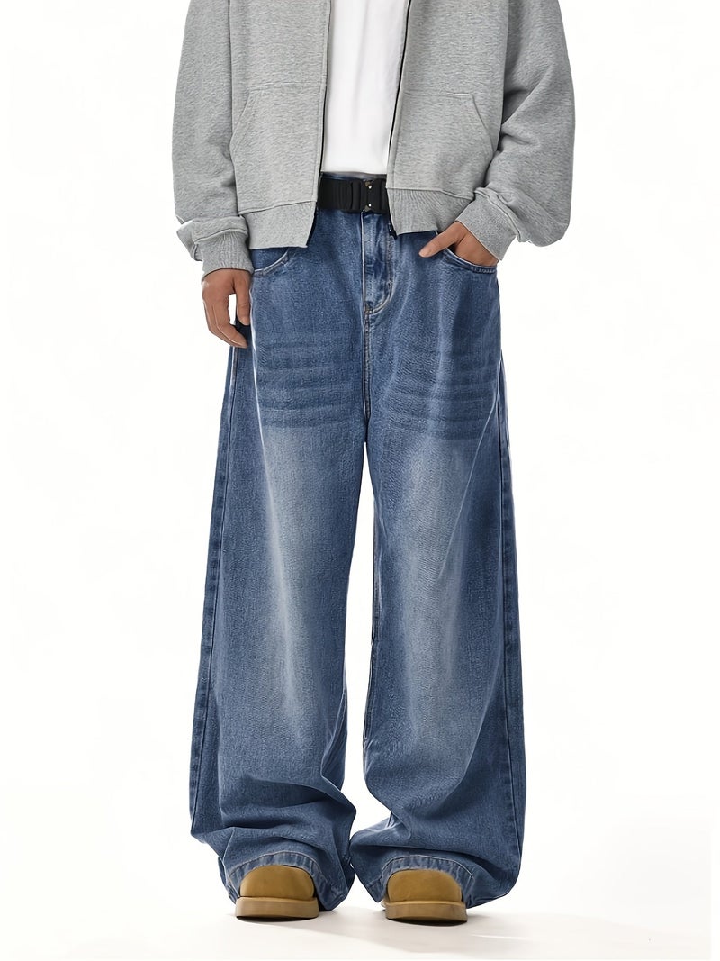 Men's Loose Wide-Leg Boyfriend Jeans Unisex Y2K Denim Pants - Image 4