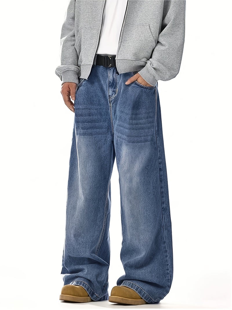 Men's Loose Wide-Leg Boyfriend Jeans Unisex Y2K Denim Pants - Image 5