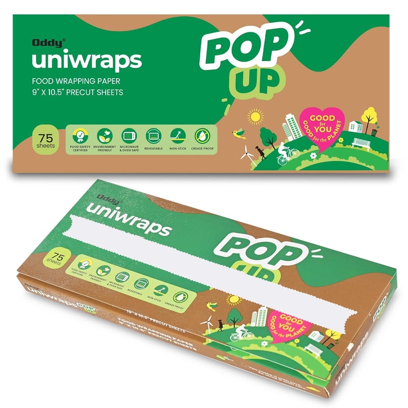 Oddy Uniwraps Food Wrapping Paper Precut PopUp Sheets 9x105 Pack of 75