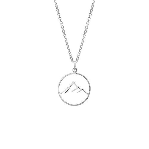 Boma Jewelry Sterling Silver Circle Mountain Pendant Necklace, 18 Inches - Image 1