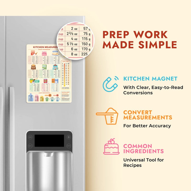 Levain & Co Kitchen Conversion Chart Magnet for Easier Cooking & Kitchen Baking - Kitchen Gadget Baking Gifts - Metric Conversion Chart for Cooking - Cute Kitchen Accessories - Kitchen Needs Baking Accessories - Image 5